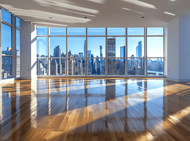 Elegant colored glass partition installation
